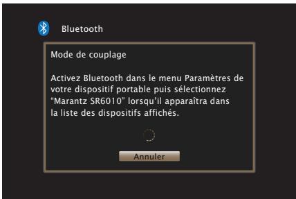MARANTZ SR6010/N1SG - Appuyez sur bluetooth pour passer à la source d'entrée "bluetooth". - 1