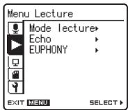 OLYMPUS LS-5 - Appuyez sur la touche ou  pour vous déplacez jusqu'à l'onglet qui contient l'élément que vous souhaitez régler. - 1