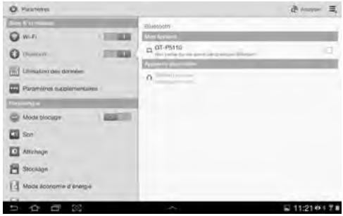 Paramètres File 5 & 10 minutes Wi-Fi Ubiquitum Utilisatior des données Paramètres supplémentaires Propositionale Mode blocage Son Attachage Stockage Mode économie d'intérage Bluetooth Main Project OT-PS110 dise cette page du point de long format Wi-Fi Paramètre supplémentaires Online/Internet 11:21:01:74