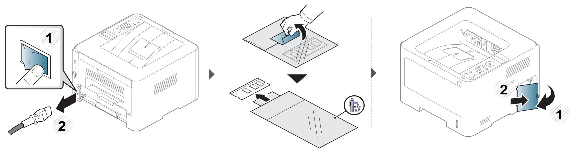 SAMSUNG Sl-/3820ND - Installation d'une barrette mémoire - 2