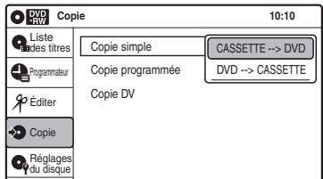 SONY RDR-VX410 - Copier à l'aide du menu à l'écran - 1
