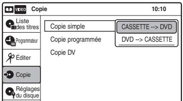 SONY RDR-VX410 - Copier à l'aide du menu à l'écran - 1