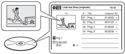 SONY RDR-VX410 - Accès rapide aux titres enregistrés - liste titres - 1