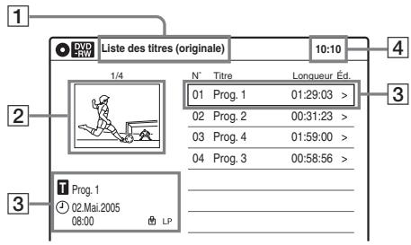 SONY RDR-VX410 - Lecture d'un titre à partir de la liste des titres - 2