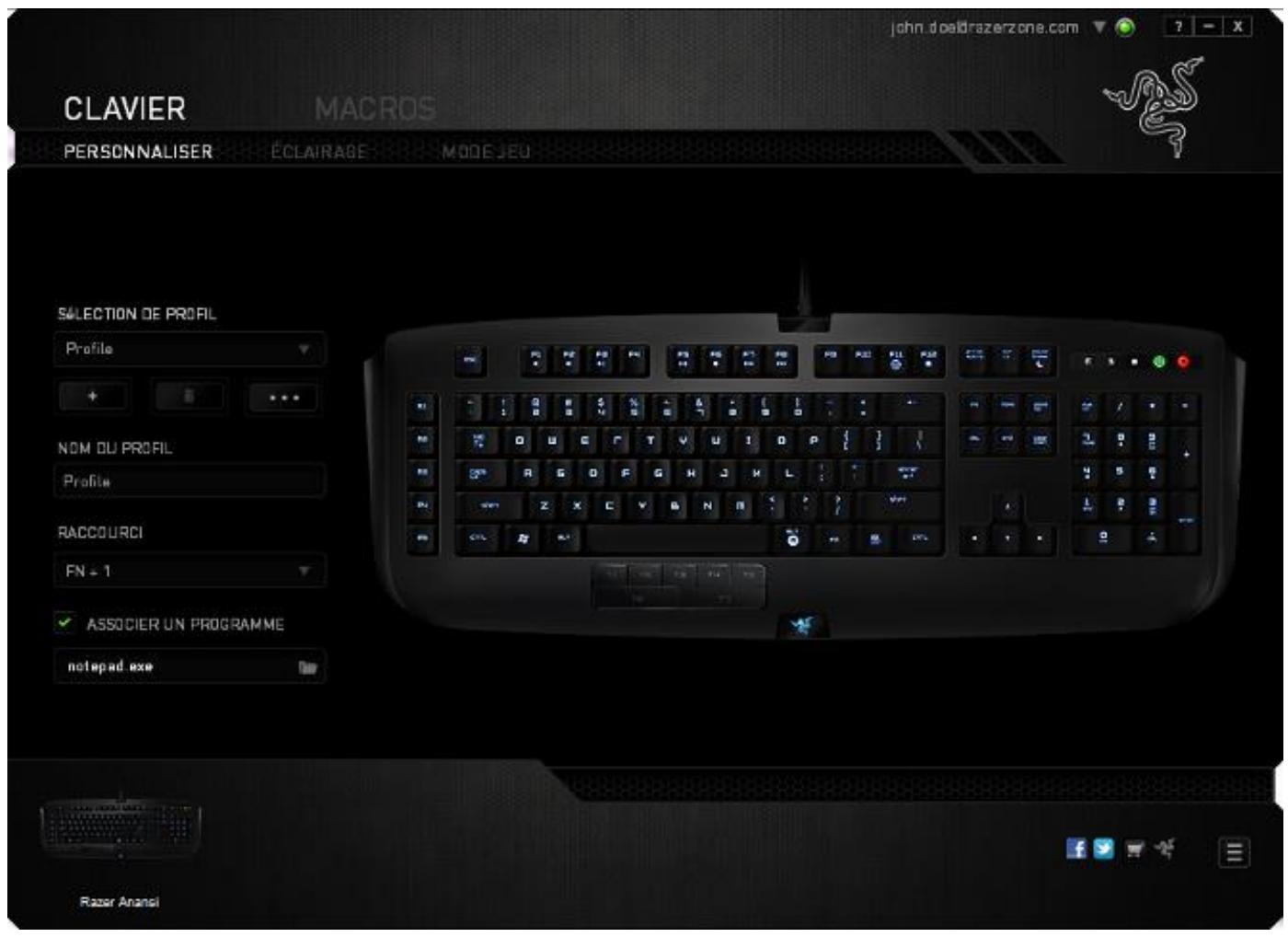 RAZER ANANSI - Onglet Personaliser - 1