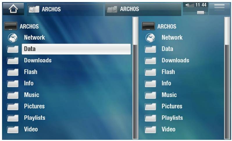 ARCHOS A5 INTERNET TABLE 32 - Vous verrez deux panneaux : - 1