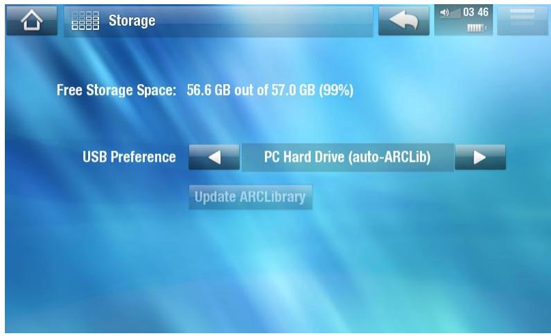 ARCHOS A5 INTERNET TABLE 32 - Paramètres storage [mémoire] - 1