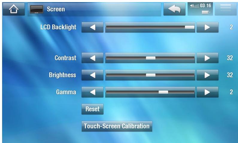 ARCHOS A5 INTERNET TABLE 32 - Paramètres SCREEN [écran] - 1