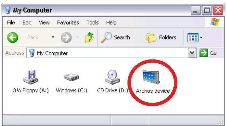 ARCHOS A5 INTERNET TABLE 32 - Connexion de l'archos à un ordinateur - 2