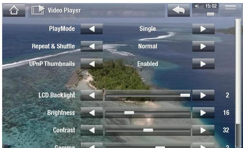 ARCHOS A5 INTERNET TABLE 32 - Paramétres du lecteur VIDEO - 1