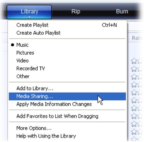 ARCHOS A5 INTERNET TABLE 32 - Configurer les options de partage de windows MEDIA® PLAYER - 1