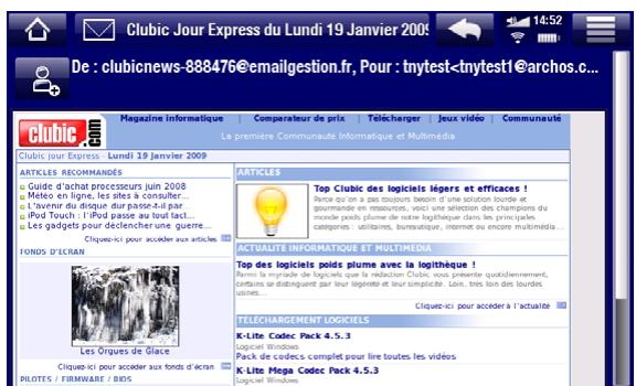 ARCHOS A5 INTERNET TABLE 32 - Lecture de vos e-mails - 3