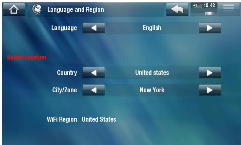 ARCHOS A5 INTERNET TABLE 32 - Paramétres language AND REGION [LANGUE et région] - 1