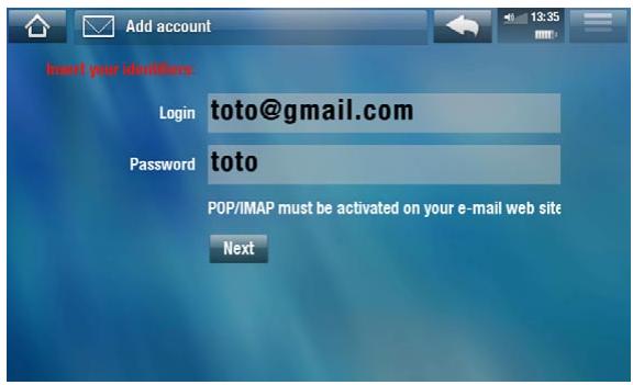 ARCHOS A5 INTERNET TABLE 32 - Creation d'un COMPTE - 2