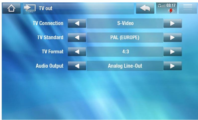 ARCHOS A5 INTERNET TABLE 32 - Paramètres TV OUT [SORTIE TV] - 1