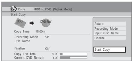 PIONEER DVR-RT601H-S - Sélectionnez 'Start Copy' pour lancer la copie. - 1