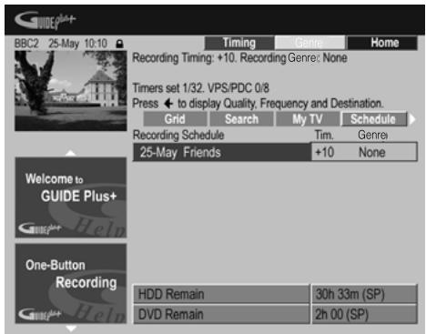 PIONEER DVR-RT601H-S - Appuyez sur → (curseur vers la droite) pour accéder aux options complémentaires d'enregistrement: - 1