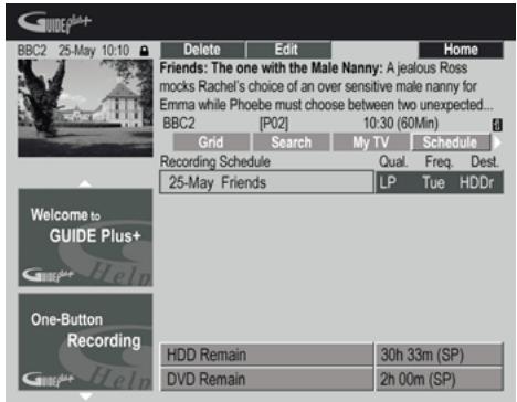 PIONEER DVR-RT601H-S - Mettez en valeur le titre gauche de l'enregistrement programmé. - 1