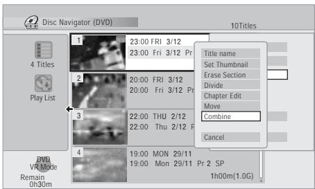 PIONEER DVR-RT601H-S - Sélectionnez 'Edit' > 'Combine' sur le menu des commandes. - 1