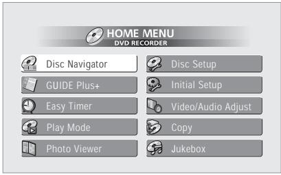 PIONEER DVR-RT601H-S - Appuyez sur HOME MENU puis sélectionnez 'Disc Navigator' sur la page affichée. - 1