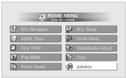 PIONEER DVR-RT601H-S - Appuyez sur Home Menu puis sélectionnez 'Jukebox'. - 1