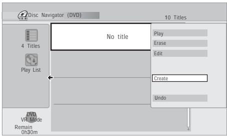 PIONEER DVR-RT601H-S - Sélectionnez 'Create' sur le menu des commandes. - 1