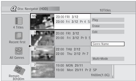 PIONEER DVR-RT601H-S - Sélectionnez 'Genre Name' sur le menu des commandes. - 1