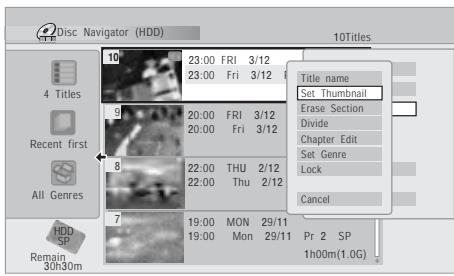 PIONEER DVR-RT601H-S - Sélectionnez 'Edit' > 'Set Thumbnail' sur le menu des commandes. - 1