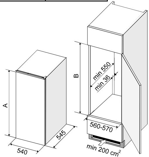 SAUTER CFA102 - Dimensions d'encastrement et ventilation de l'appareil - 1
