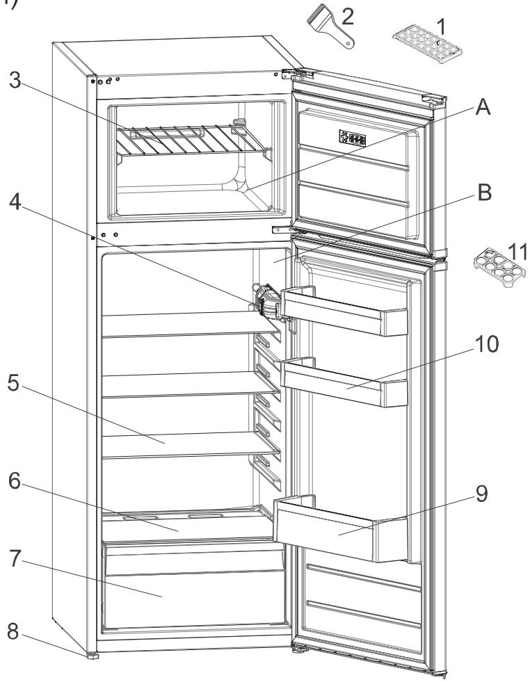 INDESIT I5SSTM4120W2B - LAS PIEZAS DEL APARATO Y LOS COMPARTIMENTOS (TM 55 cm /140cm / 160cm) - 1