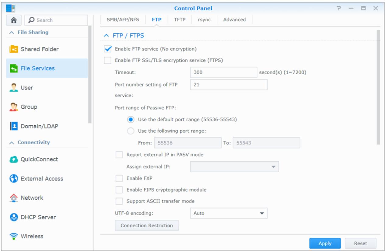 SYNOLOGY DS420+ - Accéder aux fichiers via FTP - 1