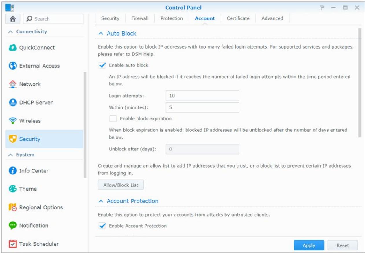SYNOLOGY DS420+ - Blocage automatique des tentatives de connexions douteuses - 1