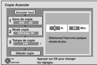 PANASONIC DMR-XW400EFK - ■ Réglages de copie en fonction de la durée définie - 1