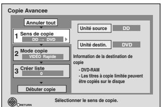 PANASONIC DMR-XW400EFK - Copie en utilisant la liste de copie—Copier Avancée - 1