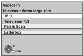 PANASONIC DMR-XW400EFK - Appuyez sur [▲, ▼] pour sélectionner le format du téléviseur et appuyez sur [OK]. - 1