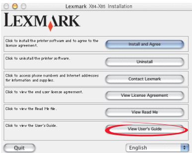 LEXMARK X84-X85 - Utilisateurs macintosh : - 1