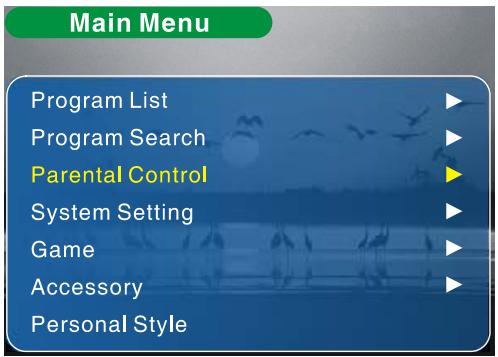 SCOTT DPXI-790TV - Menu principal - réglage du contrôle parental - 1