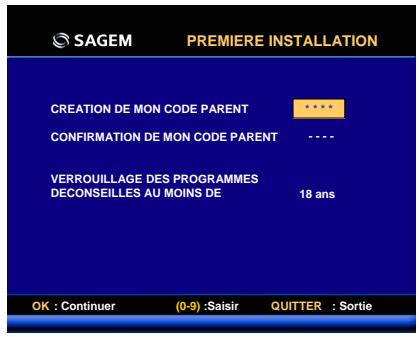 SAGEM ISD 75 - Création du code parental et choix du niveau de protection - 1