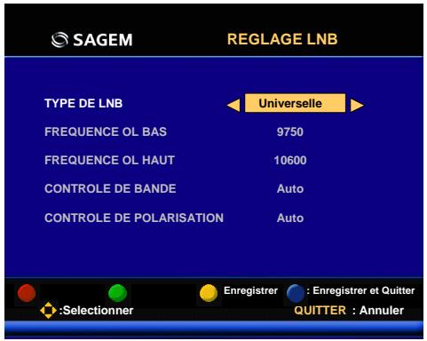 SAGEM ISD 75 - Configuration du LNB (tête hyperfréquence) - 1
