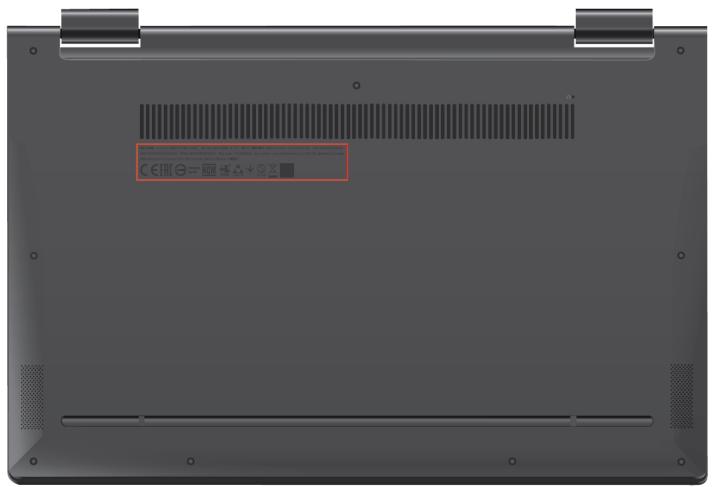 LENOVO Yoga C740 - Emplacement de l'étiquette d'identification FCC et IC - 2
