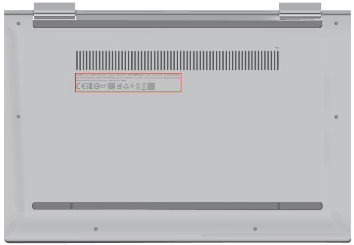 LENOVO Yoga C740 - Emplacement de l'étiquette d'identification FCC et IC - 1