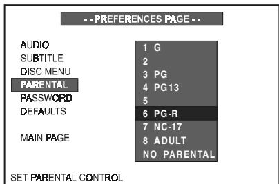 JBL DSC 400 - Setting the Parental Control Level - 1