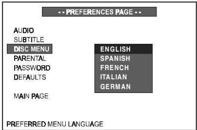 JBL DSC 400 - Selecting the Language for Disc Menu - 1
