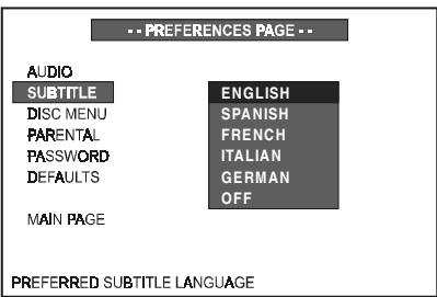 JBL DSC 400 - Selecting the Language for Subtitles - 1
