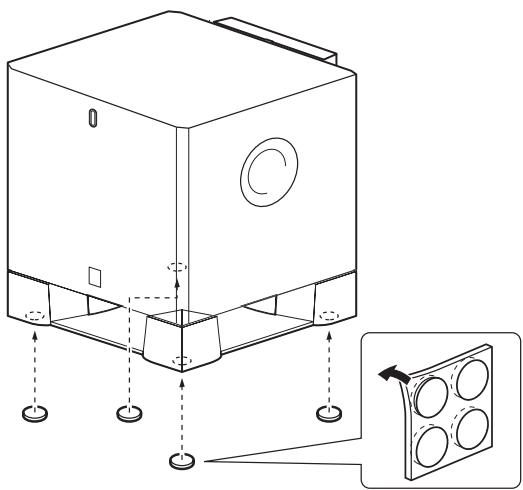 YAMAHA YST-SW225 - Utiliser les tampons anti-dérapage - 1