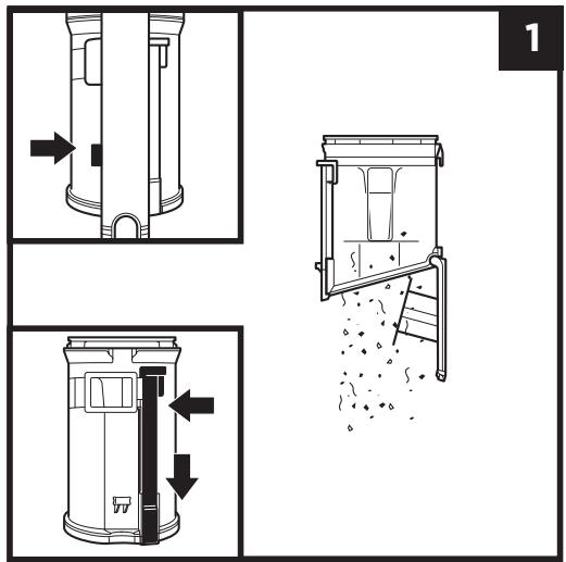 DARTY IZ320EU - RIMOZIONE E PULIZIA DEL CONTENITORE RACCOGLIPOLVERE - 1