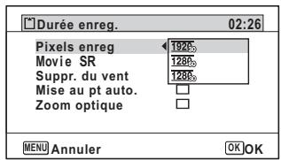 PENTAX OPTIO WG-4 - Sélection du nombre de pixels enregistrés et de la cadence d'image pour les séquences vidéo - 1