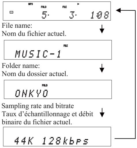 ONKYO CS-545 - Affichage des informations sur le fichier musical - 2