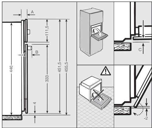 MIELE H 5040 BM - Dimensions détaillées de la façade - 1