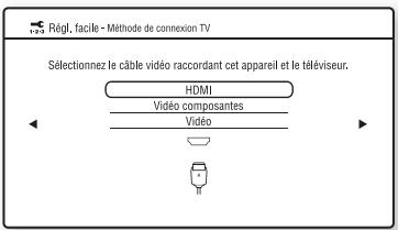 SONY BDP-S357B - Sélectionnez le type de câble utilisé pour raccorder le lecteur et votre téléviseur, et appuyez sur ENTER. - 1